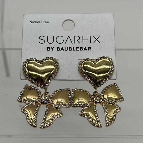 BaubleBar Jewelry - SUGARFIX by Baublebar Heart and Ribbon Earrings Nickle Free